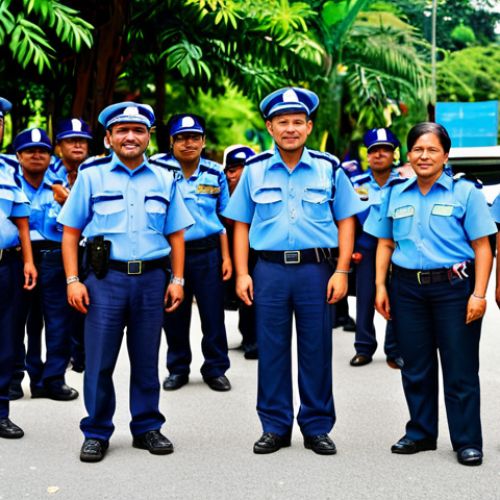 Home 4 A diverse group of adult Malaysian community members, including men and women, engaging in a community safety discussion with a uniformed Polis Diraja Malaysia (PDRM) officer. All individuals are fully clothed in modest, everyday appropriate attire. The PDRM officer is in a professional, standard police uniform. The setting is a brightly lit, modern Malaysian neighborhood park or a community center, with a 'Rukun Tetangga' signboard subtly visible in the background, symbolizing local initiatives. The atmosphere is calm, positive, and collaborative, emphasizing community vigilance and unity. This image features perfect anatomy, correct proportions, and natural poses. It is well-formed hands, proper finger count, and natural body proportions. The image should be of professional photography quality, high-resolution, with sharp focus, vibrant colors, and natural lighting. This content is safe for work, appropriate content, fully clothed, and family-friendly.